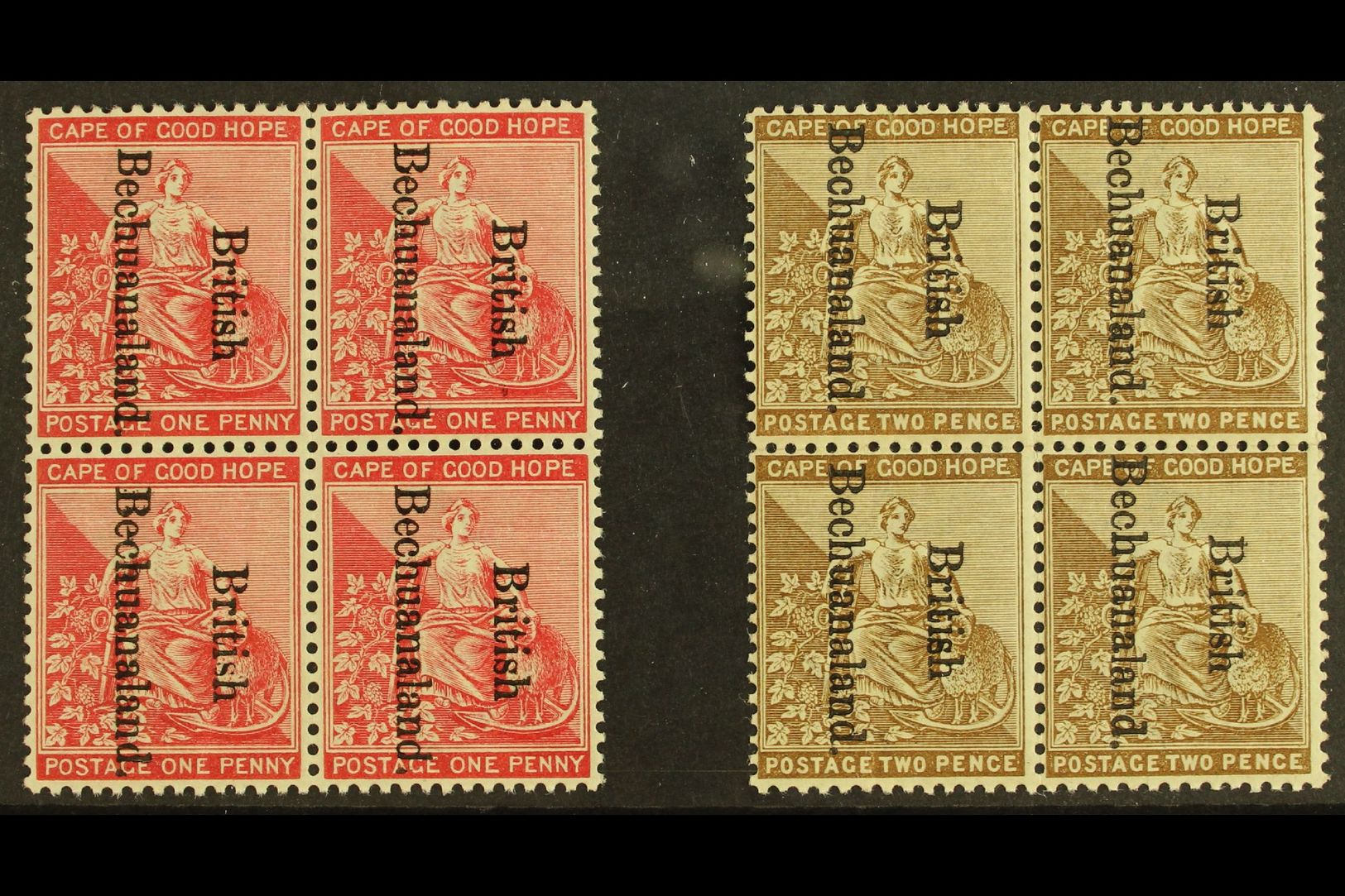 1893  1d Carmine And 2d Bistre Ovptd, SG 38/39, In Very Fine Mint Blocks Of 4. For More Images, Please Visit Http://www. - Other & Unclassified