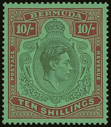 1938  10s Green And Deep Lake / Pale Emerald (First Printing), SG 119, Very Lightly Hinged Mint.  For More Images, Pleas - Other & Unclassified