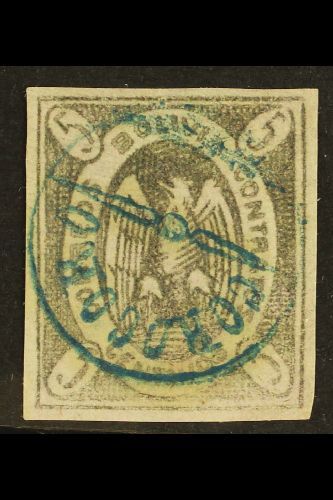 1867-68  5c Violet Condor (Scott 3, SG 10b), Fine Used With Nice Circular "Corocoro" Postmark In Blue, Four Large Margin - Other & Unclassified