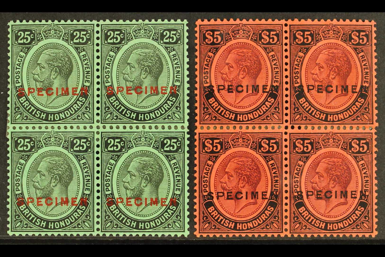 1922  25c Black On Emerald Overprinted "Specimen" In Red And $5 Purple And Black On Red Ovptd "Specimen" In Black, SG 12 - Other & Unclassified