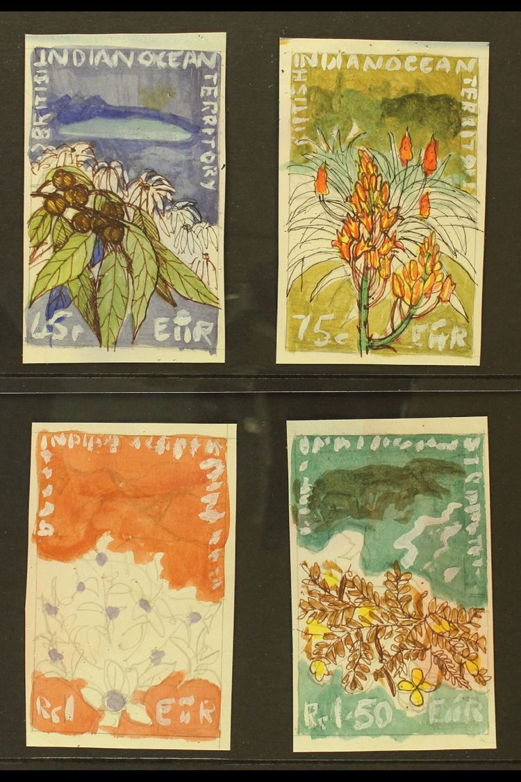 1975 UNIQUE HANDPAINTED ESSAYS  For The 1975 Wildlife Issue (SG 77/80) - Four Small Watercolour Paintings By Sylvia Goam - Other & Unclassified