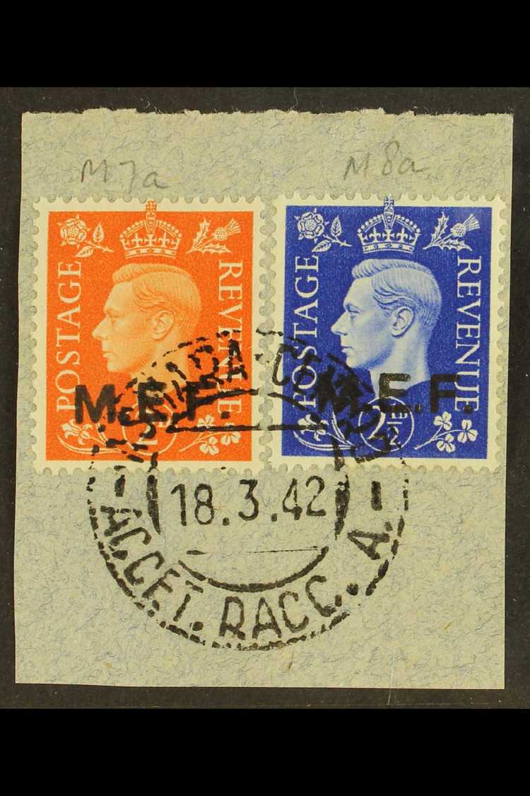 M.E.F.  1942 2d & 2½d 'round Stop' Values, SG M7a+M8a, Tied Together On Neat Piece By Very Fine "Asmara - Centro / Accet - Other & Unclassified