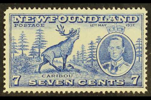 1937  7c Bright Ultramarine, "Caribou", Variety "Re-entry At Right", SG 259b, Very Fine Mint. For More Images, Please Vi - Other & Unclassified