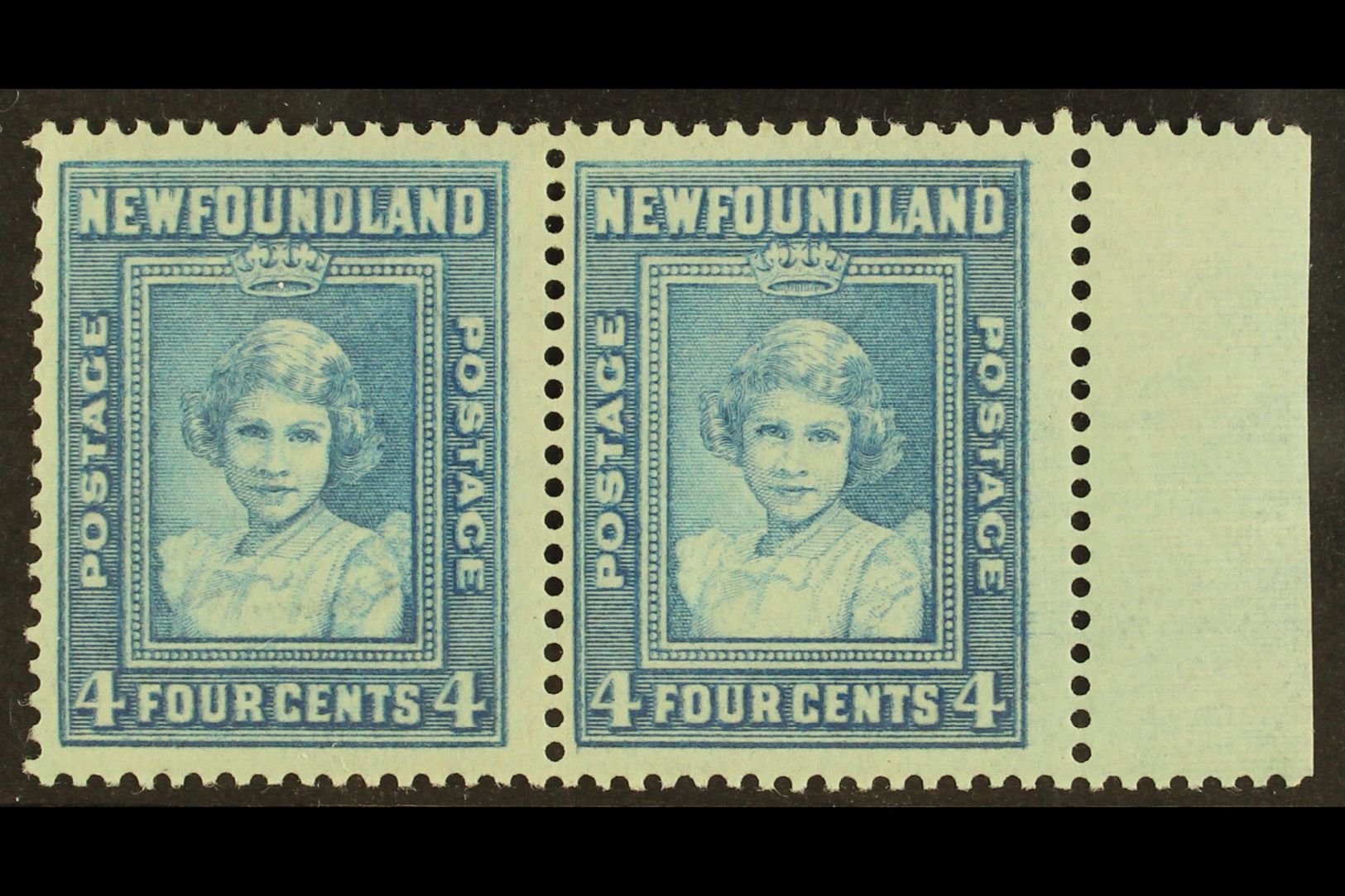 1938  4c Light Blue Princess Elizabeth PAIR WITH & WITHOUT WATERMARK, SG 270a, Very Lightly Hinged Mint. For More Images - Other & Unclassified