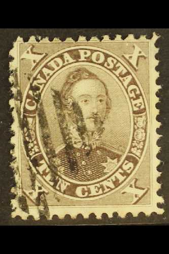 1859  10c Black Brown Prince Albert, SG 33, An Attractive Example With Neat Barred Cancel, Corner Thin, Scarce Shade. Fo - Other & Unclassified