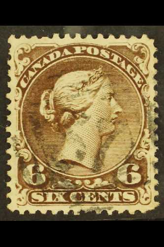 1868  6c Blackish Brown Large Queen, Ottawa Printing, SG 50, Fine With Scarce "37" Cancel. For More Images, Please Visit - Other & Unclassified