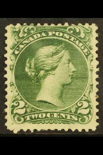 1868-71  2c Deep Green Large Queen, SG 57, Mint With Large Part Gum, Light Corner Crease. For More Images, Please Visit - Other & Unclassified