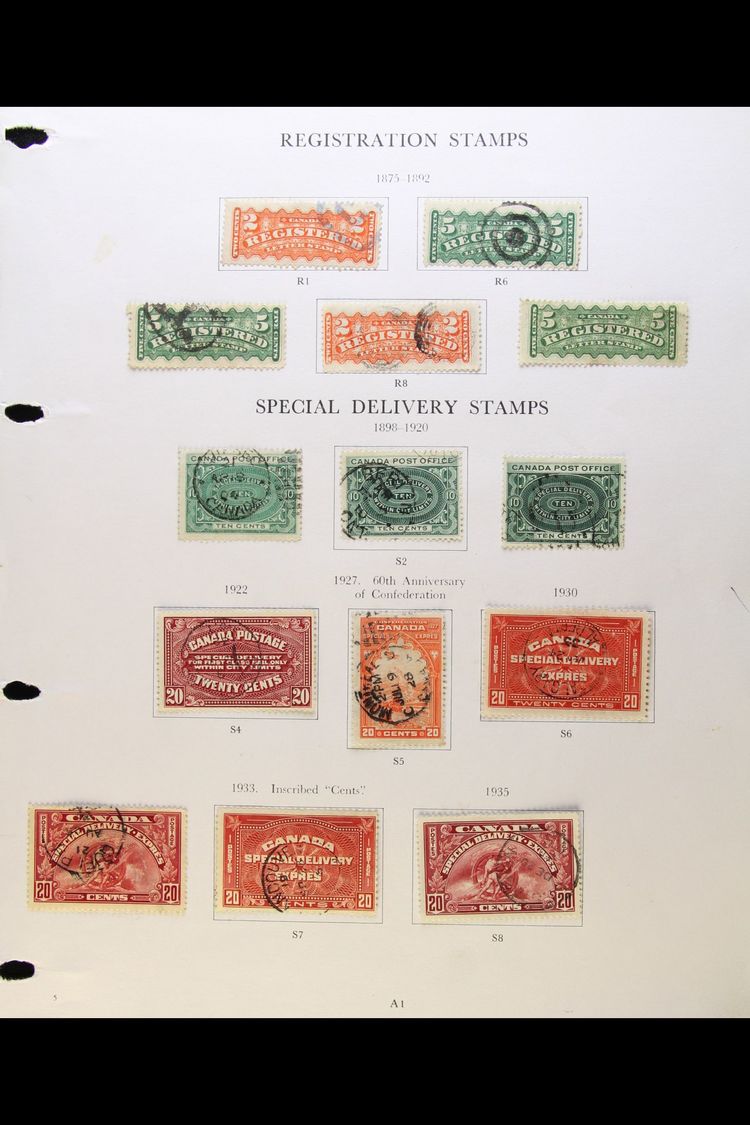 1875-1978 USED "BACK OF THE COLLECTION"  Presented On Printed Pages. Includes 1875-92 Registration 2c & 5c Shades, 1898- - Other & Unclassified