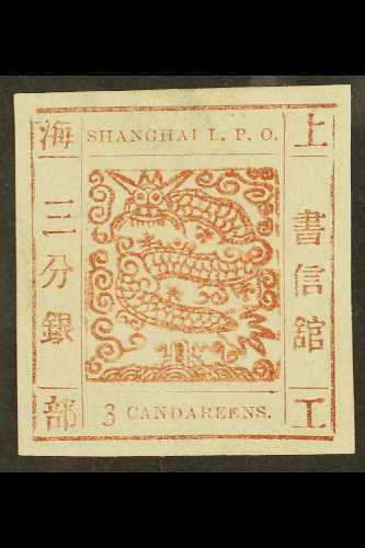 SHANGHAI MUNICIPAL POSTS  1866 3 Ca Red Brown, Large Dragon, SG 17, Superb Used With Good Even Margins All Round. For Mo - Other & Unclassified