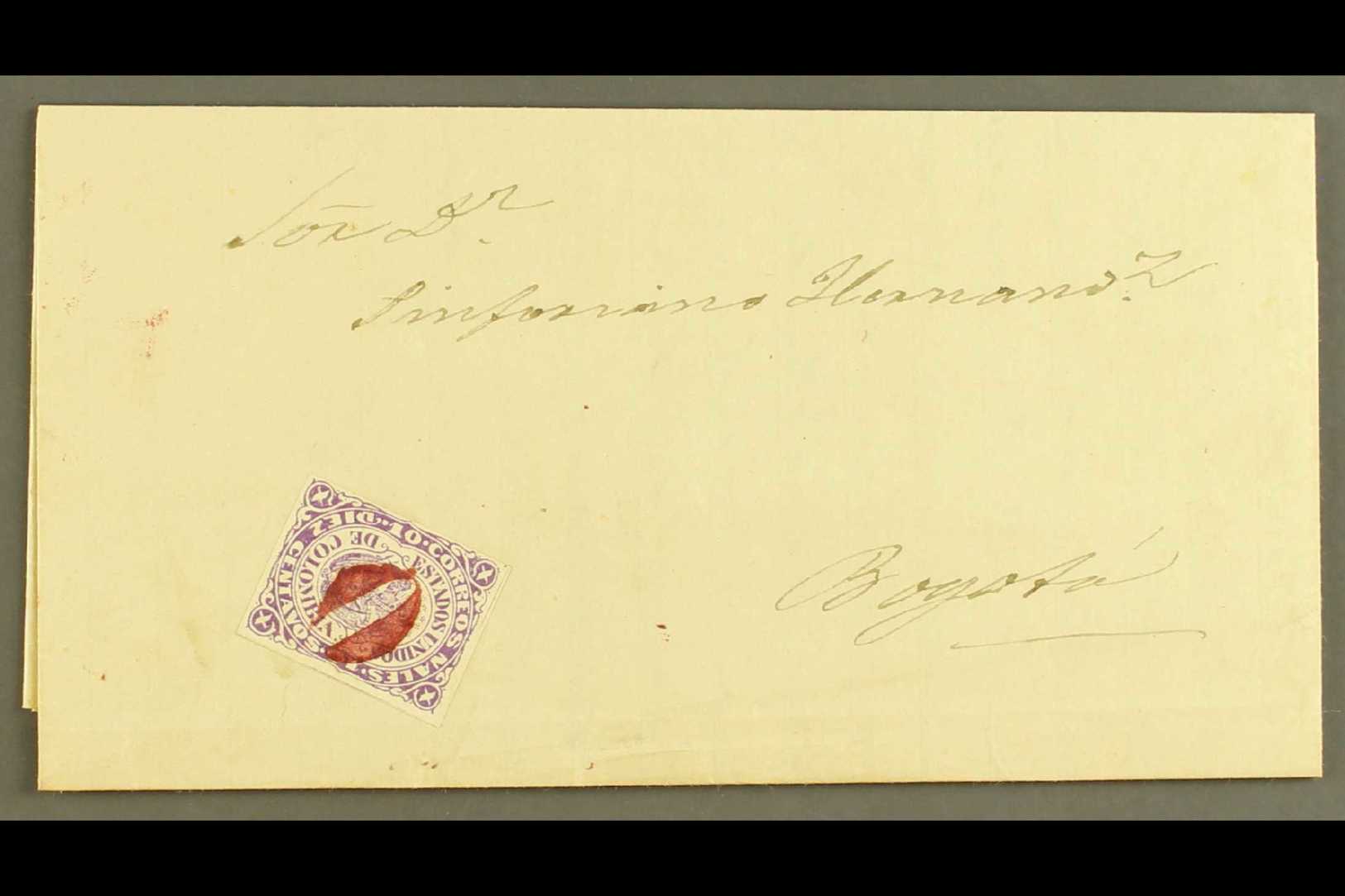 1870 (26 SEP) ENTIRE LETTER  From Medellin To Bogota Bearing 1868 10c Violet Type I, Scott 54a, With Neat Centrally Plac - Other & Unclassified