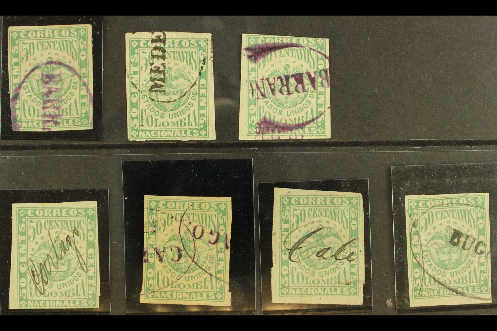 1876-79  50c Green On Laid Paper, Scott 83, An Attractive Used Group Assembled For POSTMARKS, Includes Oval Buga, Barran - Other & Unclassified