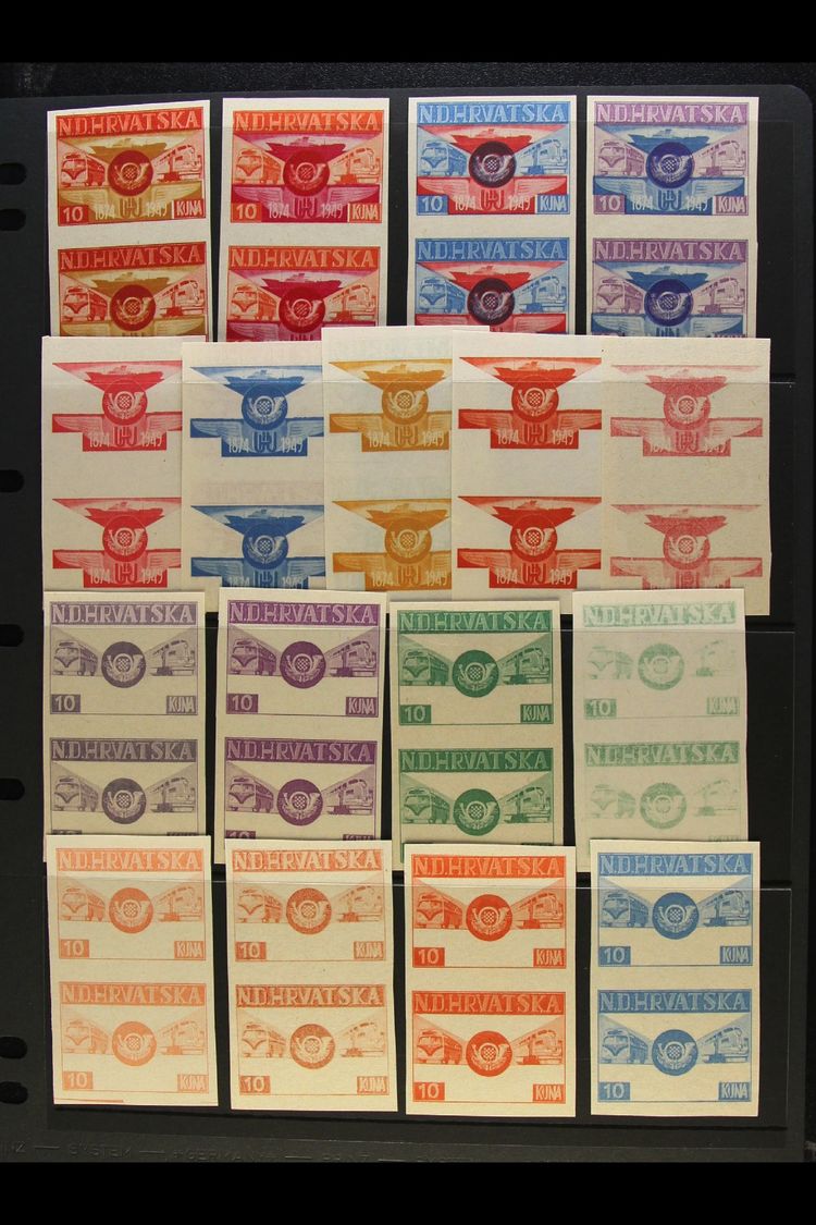 EXILE ISSUES  1949 UNIVERSAL POSTAL UNION - An Attractive Collection Of IMPERF PROOF PAIRS Printed In Various Colours On - Other & Unclassified