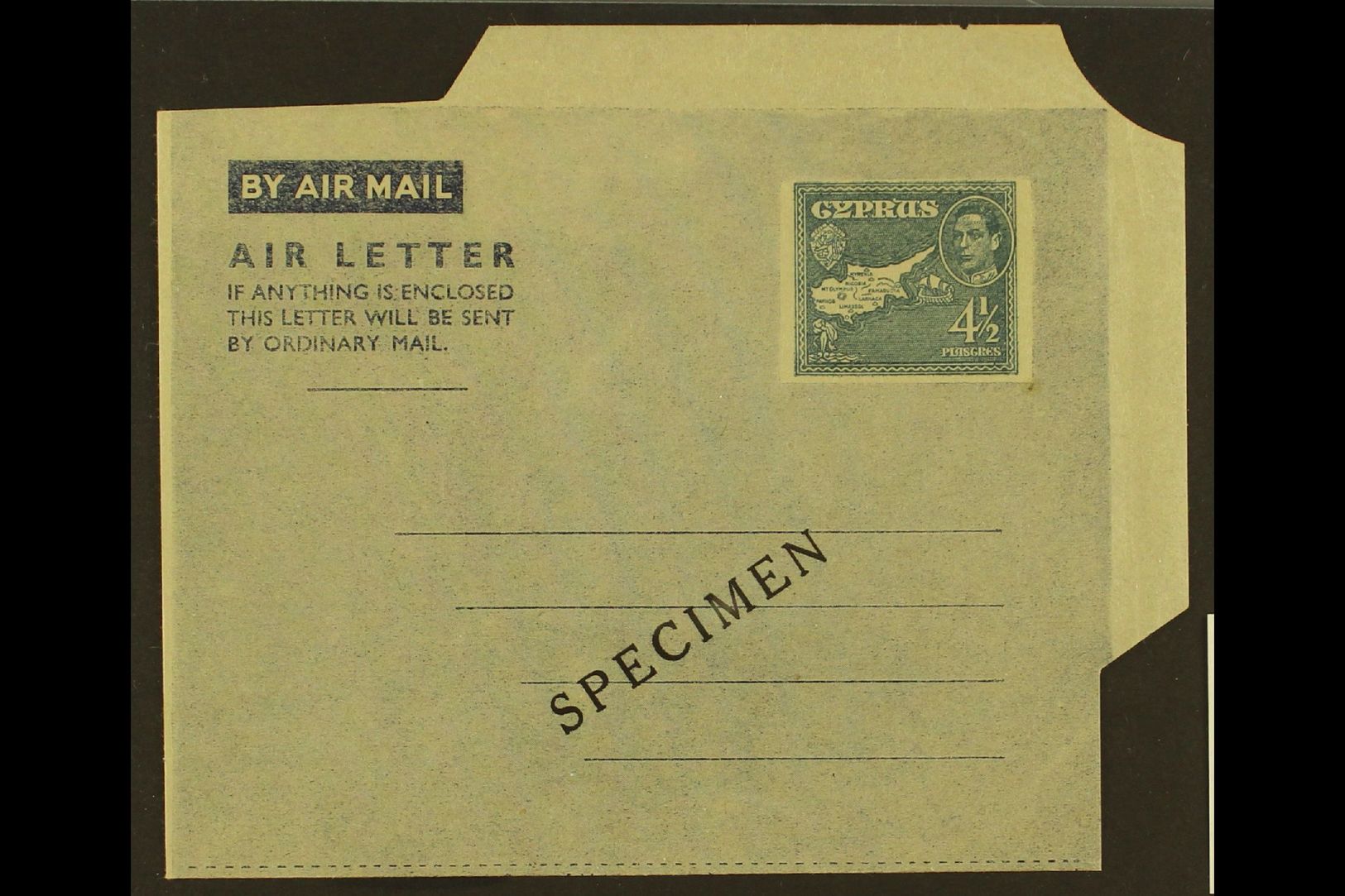 1946  4½p Grey-blue On Grey Aerogramme With "SPECIMEN Overprint (Kessler 1 S, H&G 1var), Fine Unused, Fresh & Scarce. Fo - Other & Unclassified