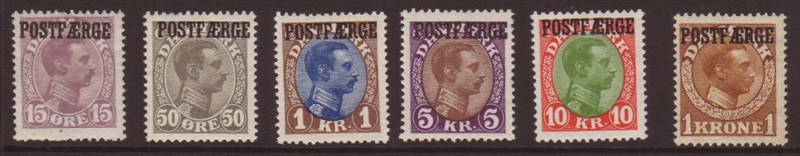 POSTAL FERRY STAMP  1919-1945 Christian X Very Fine Mint Group Including 15o, 50, 1kr, 5kr And 10kr Values, Facit PF2 & - Other & Unclassified