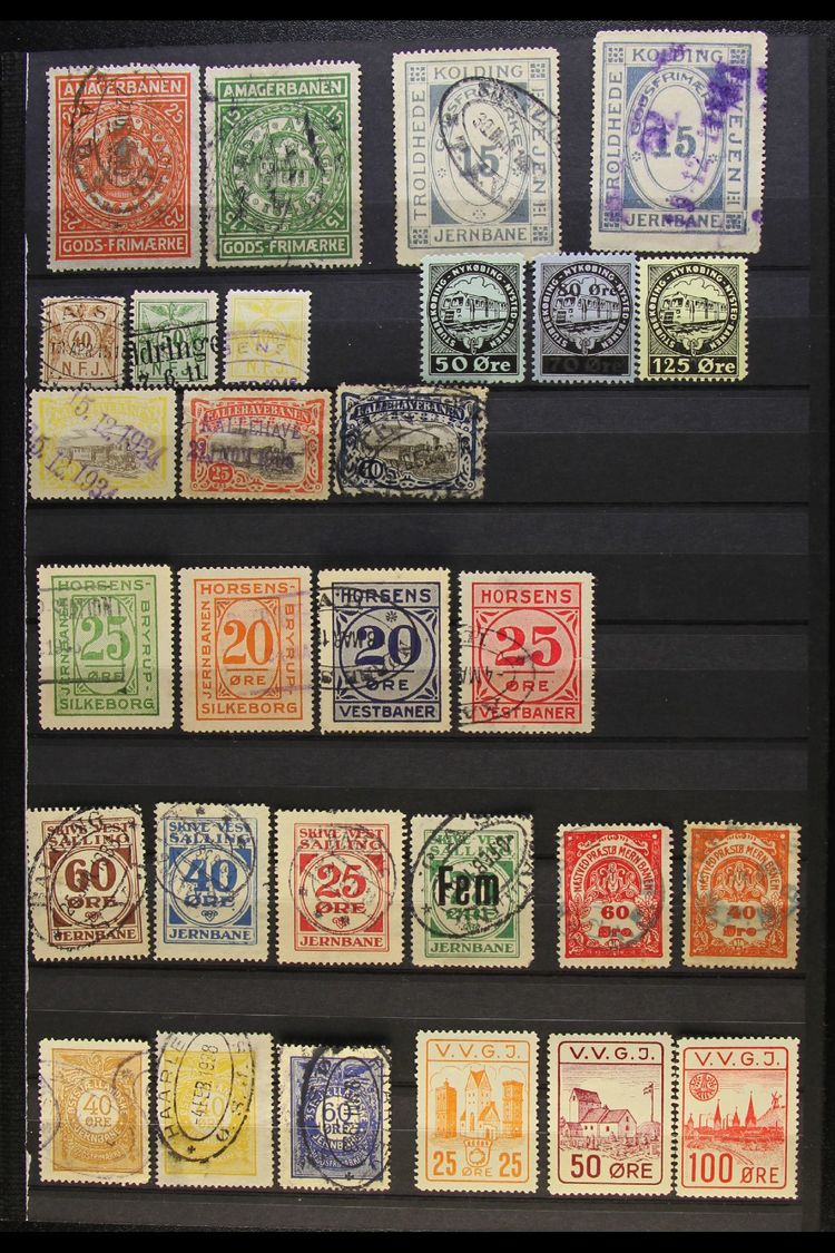 RAILWAY LOCAL STAMPS  1890's-1930's Mint & Used All Different Collection On A Two-sided Stock Page, Inc Amagerbanen, Tro - Other & Unclassified