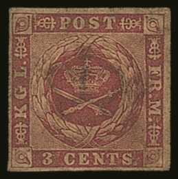 1855  3c Deep Brownish Crimson With Deep Brown Gum, SG 3 (Facit 1c), Never Hinged Mint. Scarce In This Condition. For Mo - Other & Unclassified