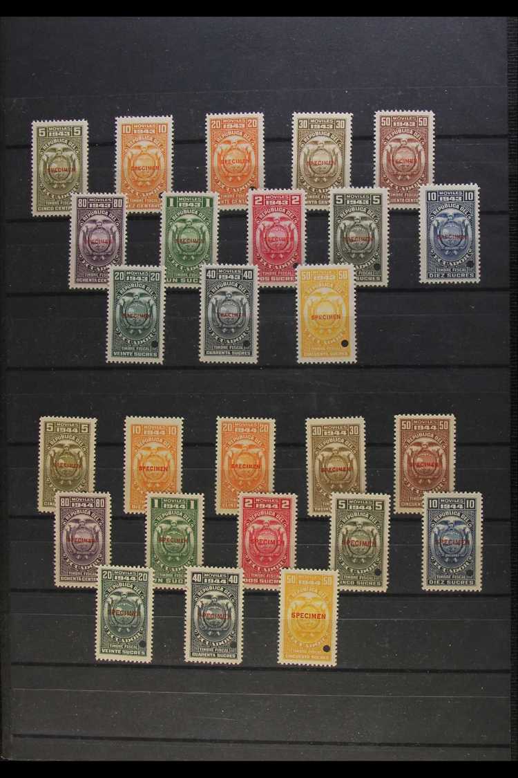 REVENUE STAMPS - SPECIMEN OVERPRINTS  1911-1944 "Timbre Fiscal" Never Hinged Mint All Different Collection, Each Stamp O - Other & Unclassified