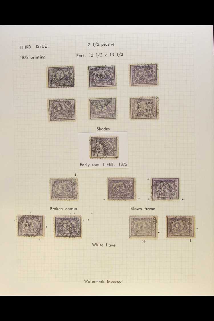 1872-75 SPHINX & PYRAMID - PENASSON PRINTING.  2½pi VIOLET Specialized Used Study Written Up On A Page With Shades, Vari - Other & Unclassified