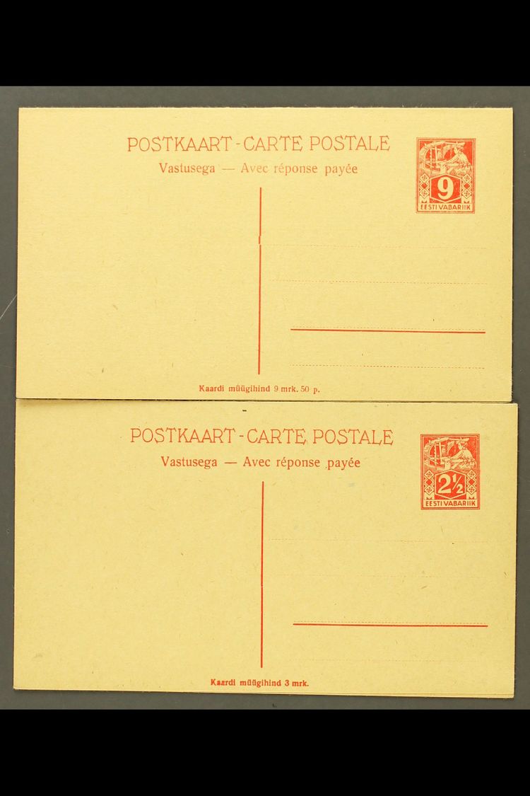 POSTAL STATIONERY  1923 2½m+2½m And 9m+9m Complete Reply Postcards, Michel P 3/4, Fine Unused. (2 Cards) For More Images - Other & Unclassified