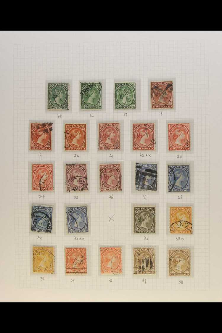 1891 - 1902 ISSUE FINE USED SEMI- SPECIALIZED.  A Single Album Page With Most Of The Different Shades Identified As Purc - Other & Unclassified