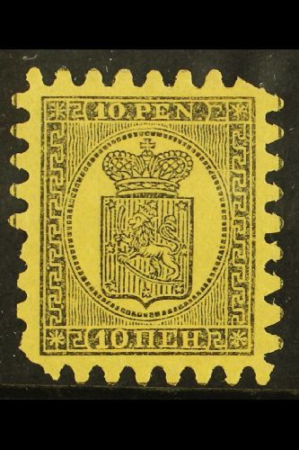 1871  10p Black/yellow, Wove Paper, Type II Serpentine Roulette, SG 58, Mint, Part OG With 2 Blunt Corners For More Imag - Other & Unclassified