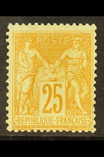 1879  25c Bistre On Yellow "Sage", Yv 92, VfM. Cat &euro;550 (£410) For More Images, Please Visit Http://www.sandafayre. - Other & Unclassified