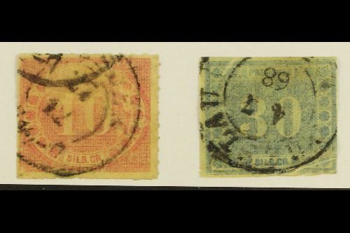 PRUSSIA  1866 (printed In Reverse On Transparent Paper) 10sgr Rose And 30sgr Blue (Mi 20/21, SG 38/39) Cds Used, Small F - Other & Unclassified