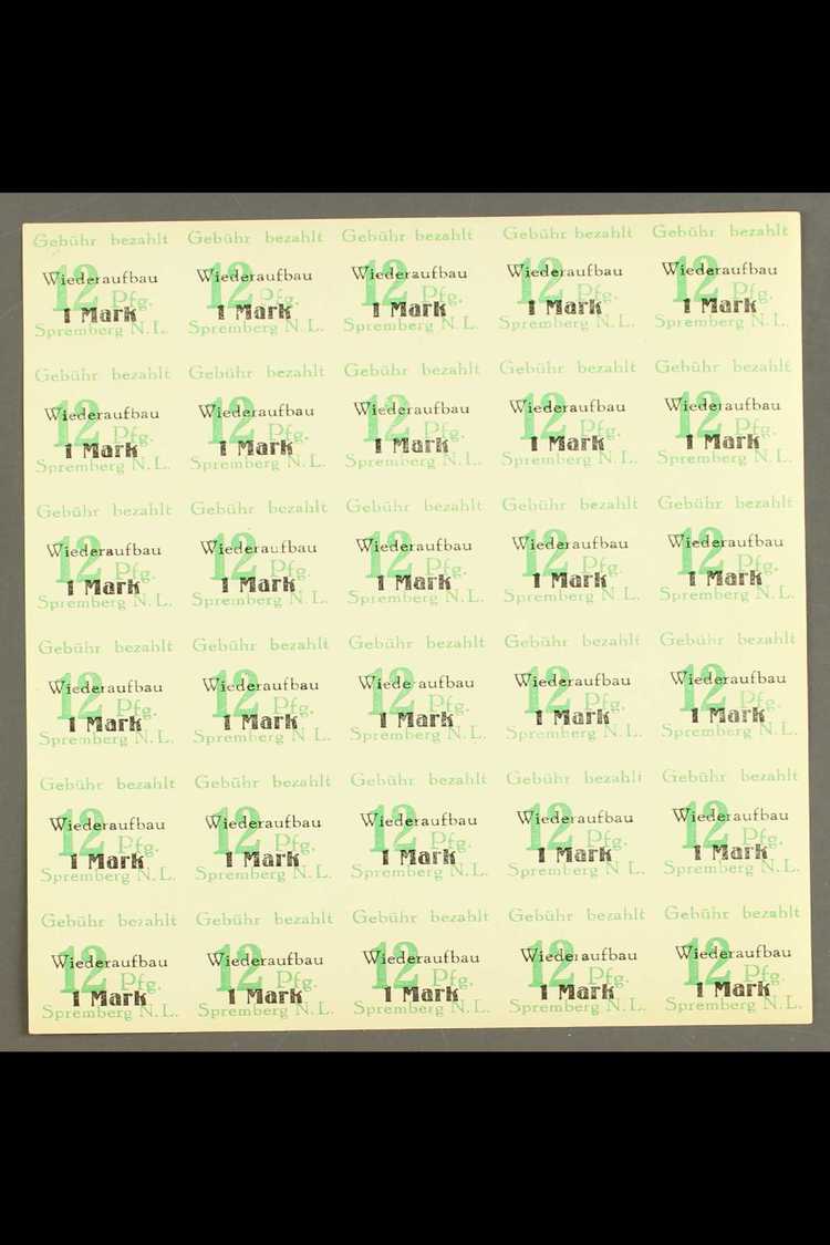 SPREMBERG  1946 (Apr) 12pf+1m Green Overprint Imperf, Michel 22 B, Never Hinged Mint COMPLETE SHEET Of 30 Showing All Po - Other & Unclassified