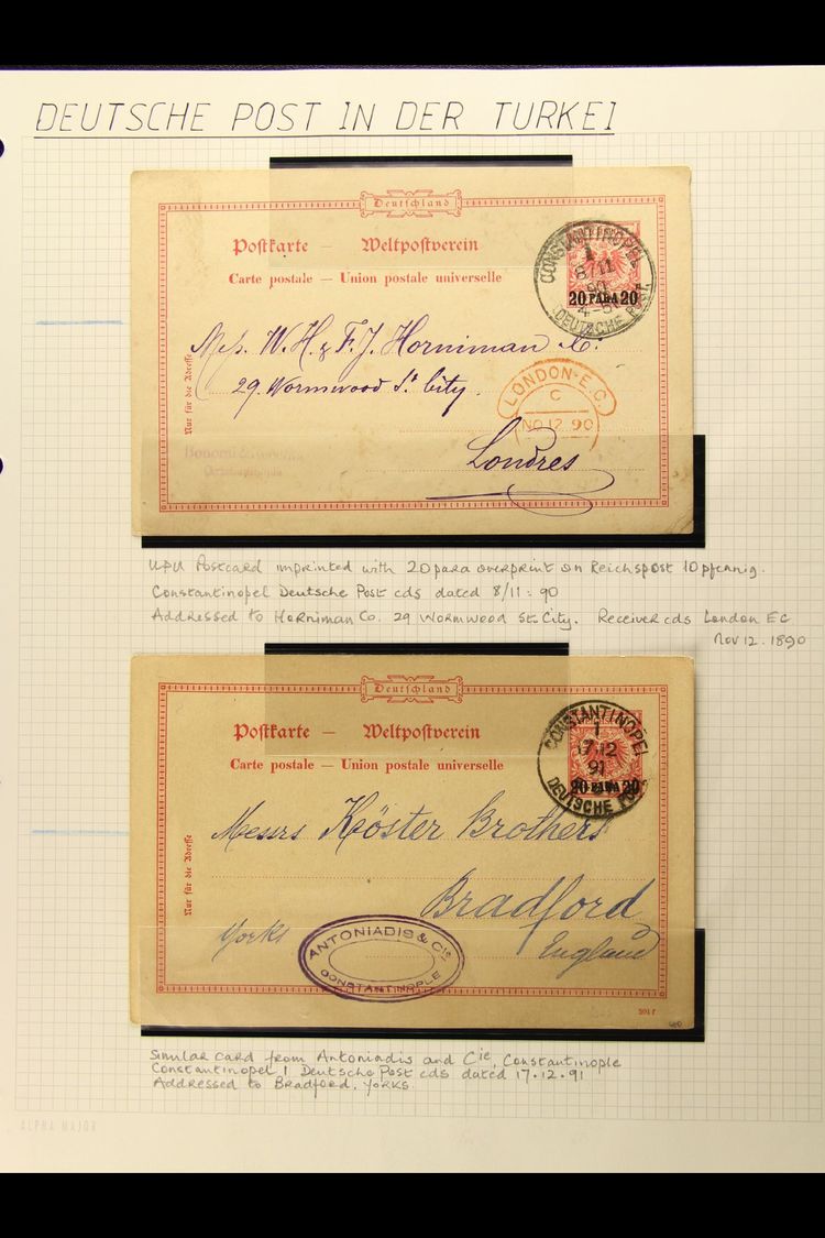 PO's IN TURKEY - USED POSTAL STATIONERY COLLECTION  1890-1918 Postally Used Group Mostly 20pa On 10pf Cards Posted From - Other & Unclassified