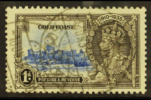 1935  1d Ultramarine And Grey Black, Silver Jubilee, Variety "Extra Flagstaff", SG 113a, Fine Used With Variety Clearly - Other & Unclassified