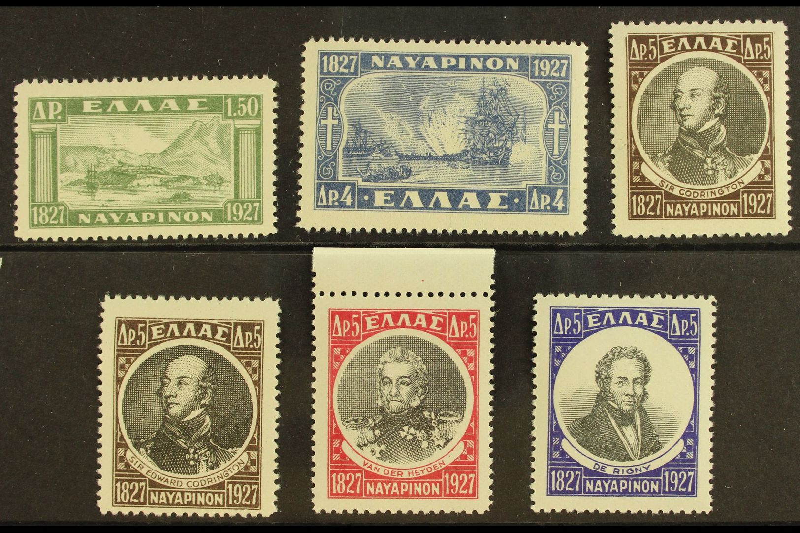 1927-28  Battle Of Navarino Set (Michel 321/23, SG 427/32), Fine Never Hinged Mint, Very Fresh. (6 Stamps) For More Imag - Other & Unclassified