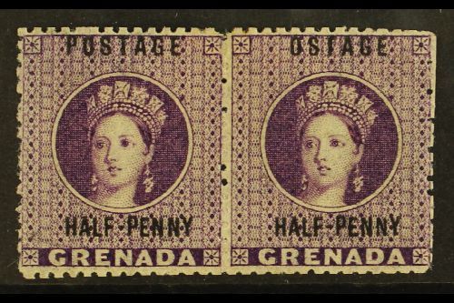 1881  ½d Deep Mauve, Horizontal Pair R/h Stamp Showing The Variety "OSTAGE", SG 21/21c, Very Fine Mint. Ex Sir Gwaine Ba - Other & Unclassified