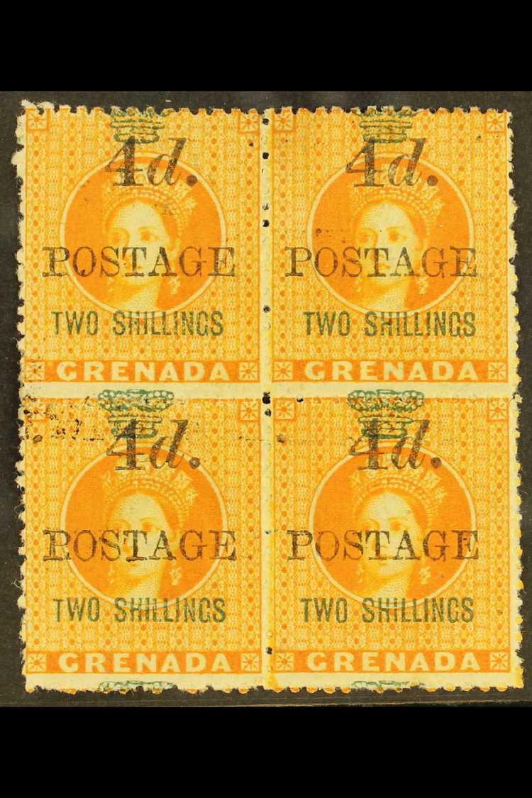 1888  4d On 2s Orange, 5mm Spacing, SG 42, Superb Mint Og Block Of 4. For More Images, Please Visit Http://www.sandafayr - Other & Unclassified