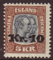 1930  10kr On 5kr Light Brown And Slate-blue, Facit 107 (Michel 141), Mint. For More Images, Please Visit Http://www.san - Other & Unclassified