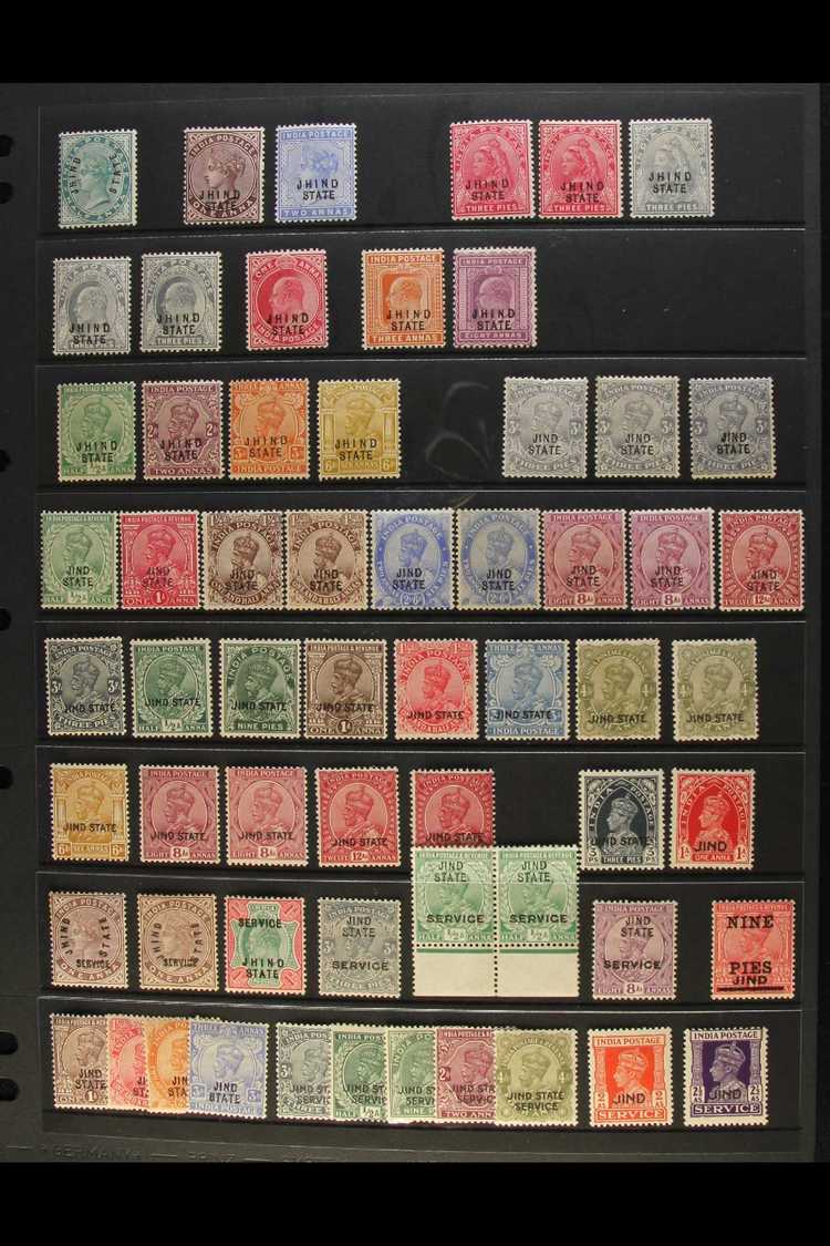 JIND STATE  1885-1943 MINT COLLECTION With A Few Shades & Useful Officials On A Stock Page. Includes A Small QV Range, K - Other & Unclassified