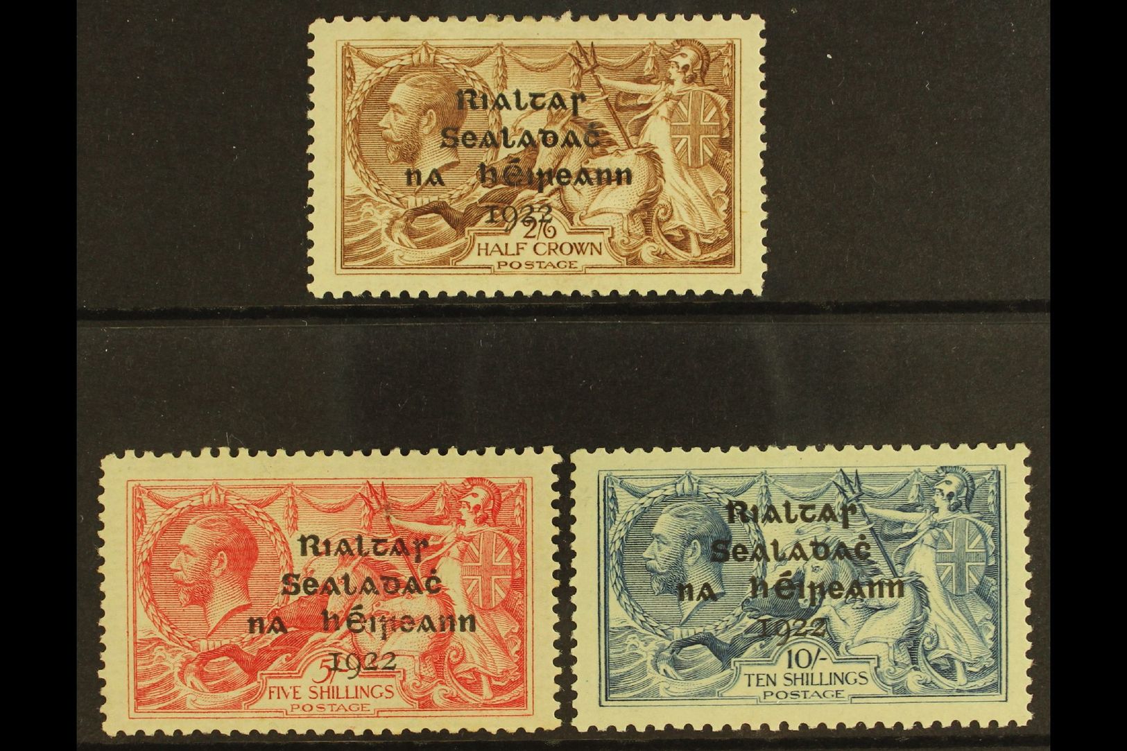 1922 (FEB-JUL)  2s6d, 5s, And 10s "Seahorses" Of Great Britain With Dollard Four Line Overprints, SG 17/21, Mint. (3 Sta - Other & Unclassified