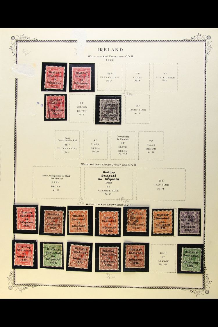 1922-1972 COLLECTION  On Pages, Mint Or Used, Inc 1922 Dollard Opt To 9d Mint, 1922-23 "Saorstat" Opt To 9d Used, 1922-3 - Other & Unclassified