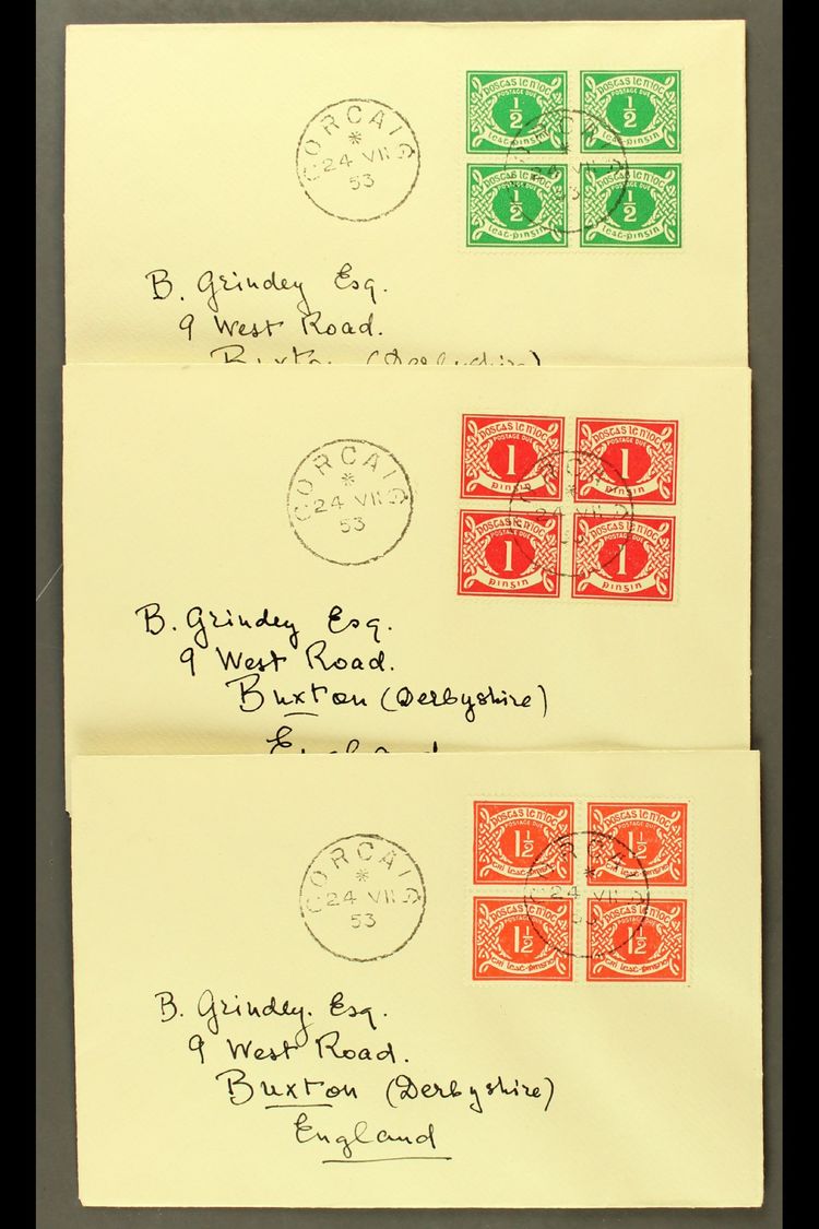 1940-53 POSTAGE DUE  ½d To 5d, SG D5/10, Blocks Of Four On Matching Covers With Corcaig 24/7/53 Cds's. (6 Covers) For Mo - Other & Unclassified