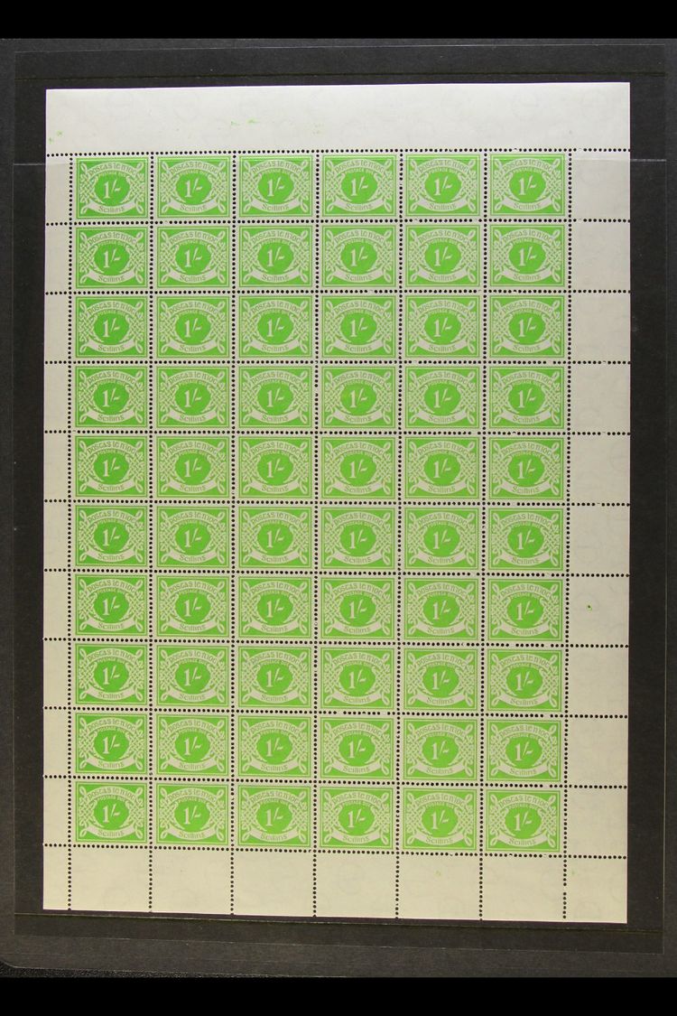 1969 POSTAGE DUE  1s Apple Green, SG D14, Complete Pane Of Sixty, Lightly Hinged In Margins Only. (60) For More Images, - Other & Unclassified