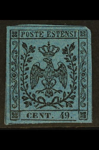 MODENA  1852 40c On Deep Blue With Stop After Value, Variety "49 For 40", Sass 10a, Very Fine Mint With Margins All Roun - Other & Unclassified