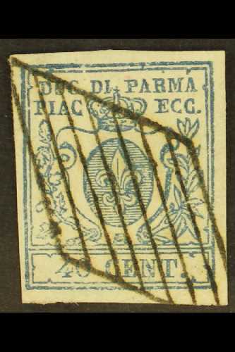 PARMA  1857 40c Blue, Type 1, "wide 0", Sass 11, Very Fine Used With Neat Barred Rhomboid Cancel For More Images, Please - Other & Unclassified