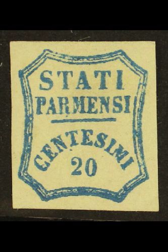 PARMA  1859 20c Bright Blue, 2nd Printing, Sass 15, Very Fine And Fresh Mint Og. Signed Brun. Lovely Bright Stamp. For M - Other & Unclassified