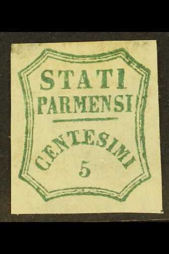 PARMA  1859 5c Blue Green, Provisional Govt, Sass 12, Fine Mint No Gum. A Little Light Soling At Top But A Scarce Stamp. - Other & Unclassified