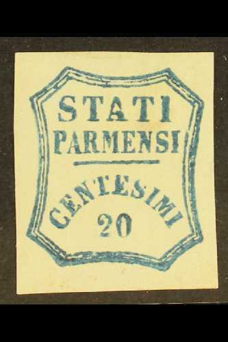 PARMA  20c Blue, Provisional Govt, Sass 15, 2nd Printing, Sass 15, Superb Mint, Large Part Og. Beautiful Stamp. For More - Other & Unclassified