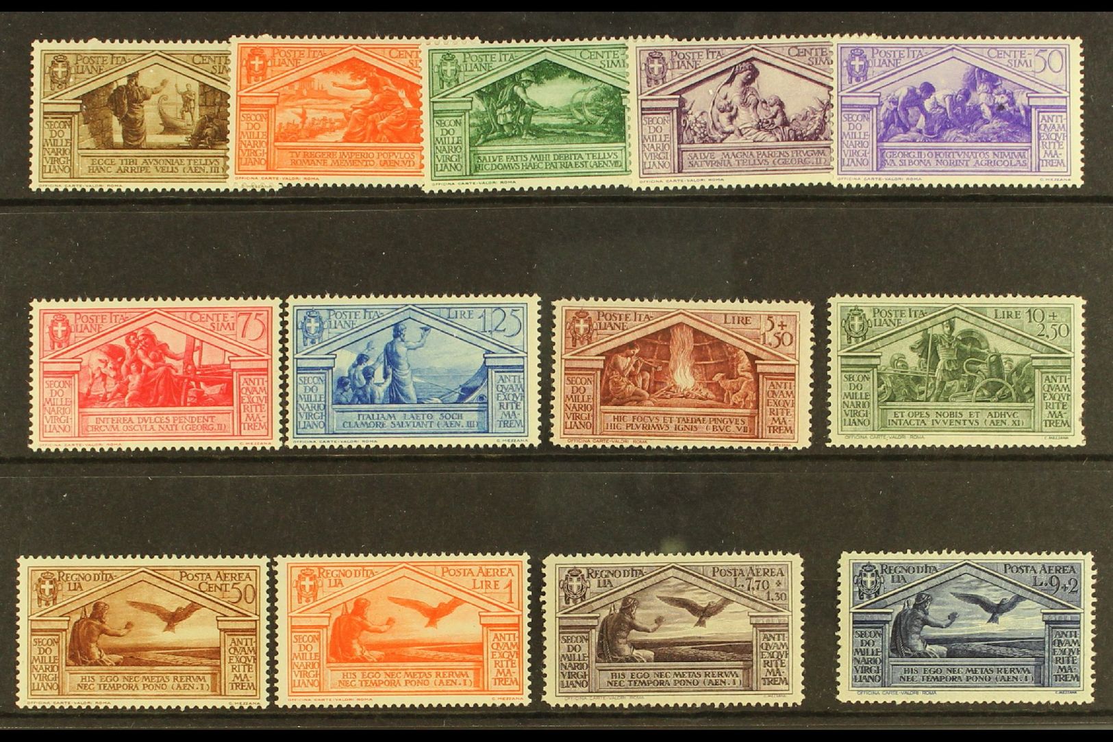 1930  Virgil  Postage And Air Sets Complete, Sass S. 58, Fresh Mint, The 10L Postage With Perf Fault, All Others Very Fi - Other & Unclassified