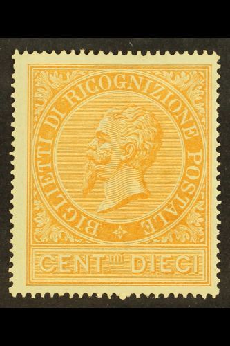 POSTAL RECOGNITION STAMP  1874 10c Orange-ochre, Sassone 1, Fine And Fresh Mint. Cat &euro;200 (£150) For More Images, P - Other & Unclassified