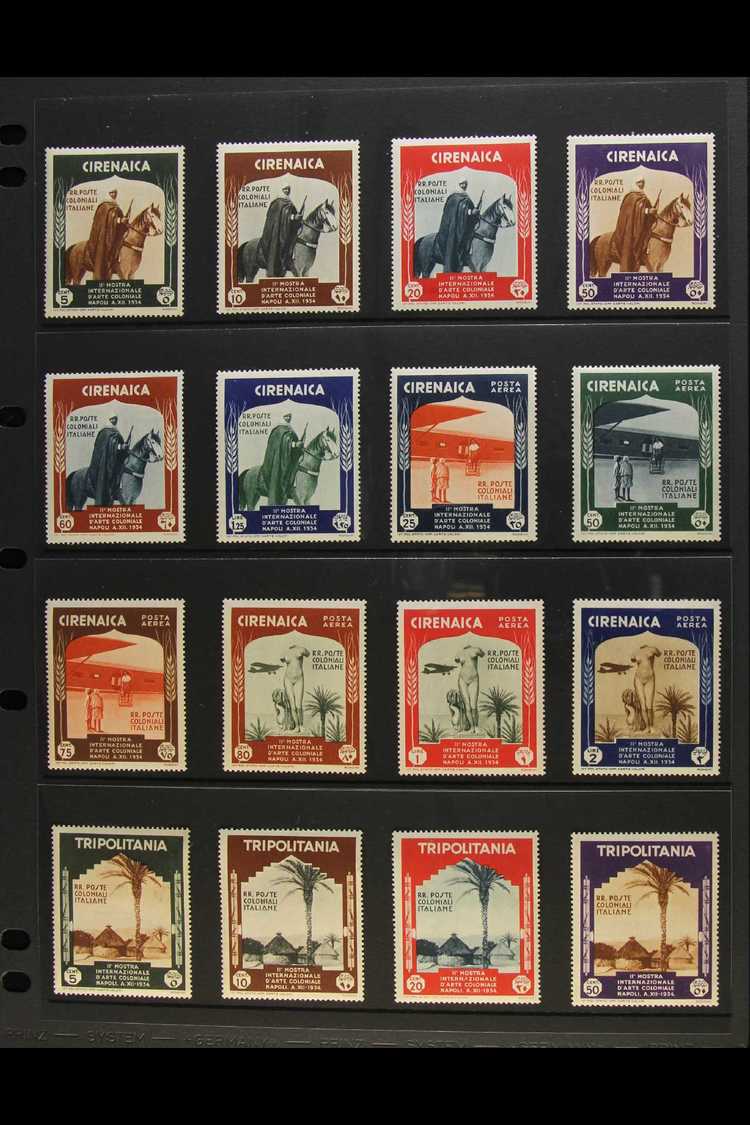 1934 SECOND INTERNATIONAL COLONIAL EXHIBITION  Postage And Air Complete Sets For CYRENAICA (SG 114/25, Sass S.22) And TR - Other & Unclassified