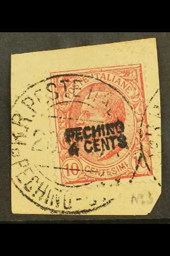 OFFICES IN CHINA - PEKING  1917 4c On 10c Rose, Sass 2, Very Fine Used On Piece With Full Cds Cancel. For More Images, P - Other & Unclassified