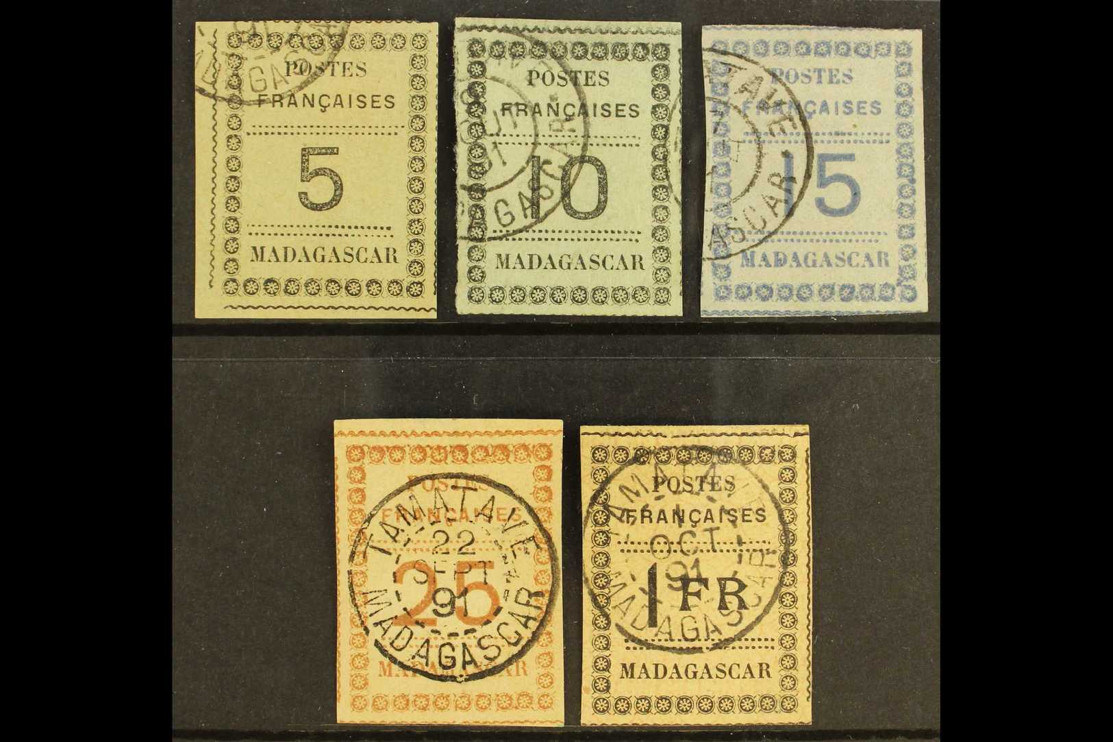 1891  Numeral Issue Complete Set To 1fr, Yv 8/12, Fine And Fresh Used With Margins All Round. (5 Stamps) For More Images - Other & Unclassified