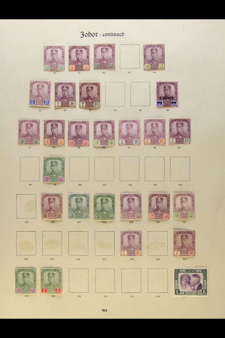 JOHORE  1884-1920 ALL DIFFERENT MINT COLLECTION Presented On Imperial Album Pages. Includes 1896-99 Set To 10c, 1904-10 - Other & Unclassified